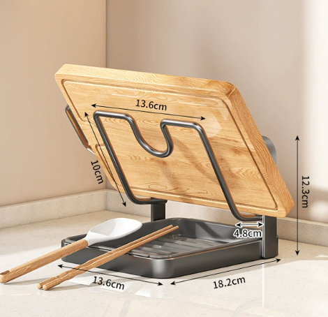 Multi-Functional Kitchen Storage Rack: Pot Lid, Spatula & Cutting Board Organizer