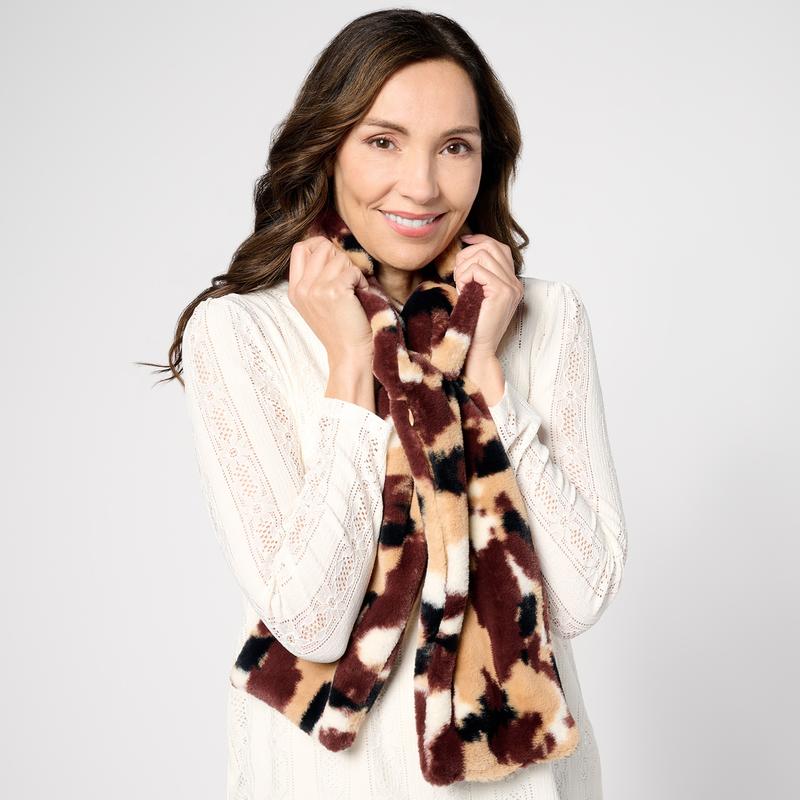 Faux Fur Scarf With Hidden Zipper Pocket