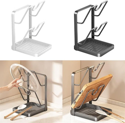 Multi-Functional Kitchen Storage Rack: Pot Lid, Spatula & Cutting Board Organizer