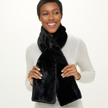 Faux Fur Scarf With Hidden Zipper Pocket