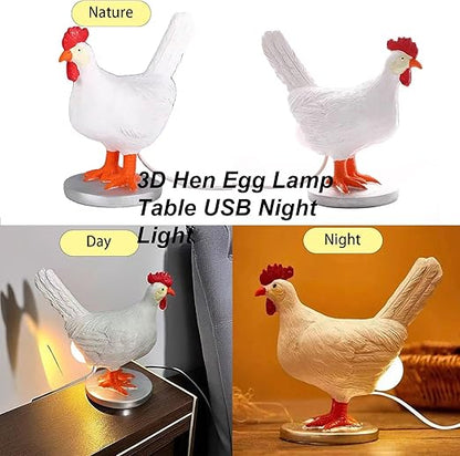 Realistic Resin Chicken Lamp with LED Egg Bulb