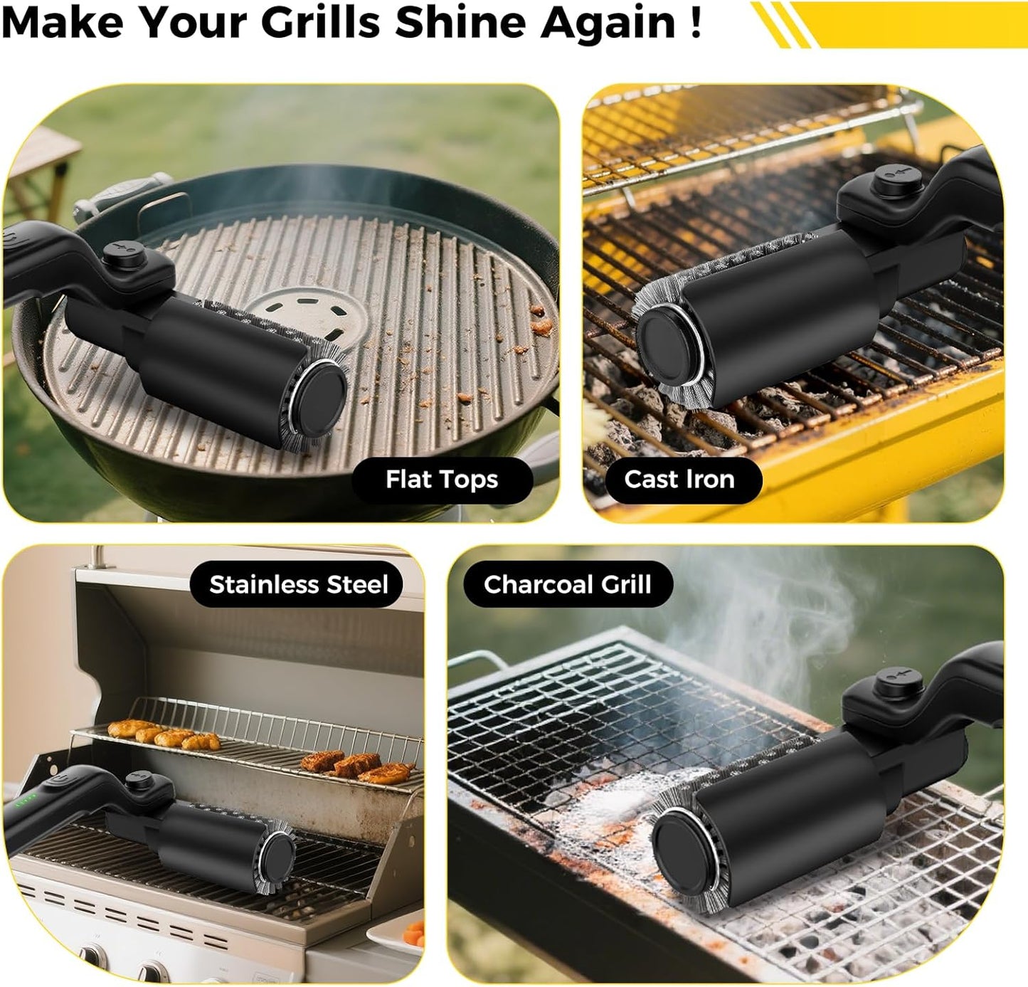 Electric BBQ Grill Brush Cordless and Rechargeable